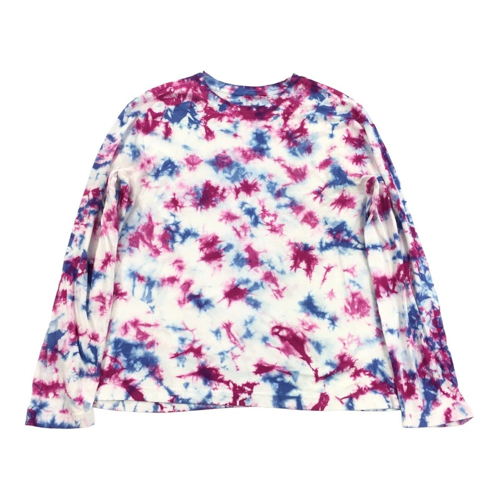 Original Use Long Sleeve Tie Dye Casual T-Shirt Large Womens Pink White Blue L